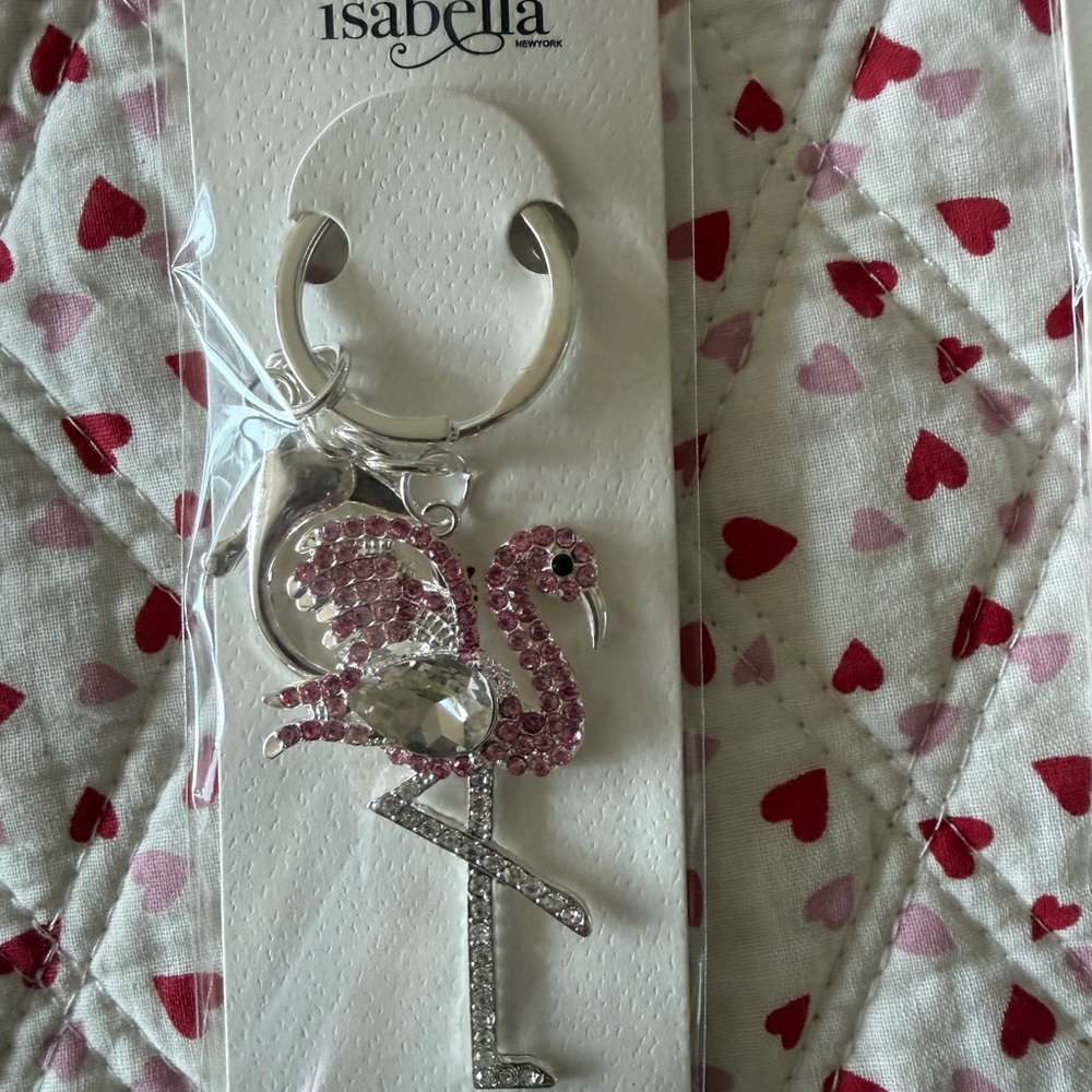 Pink Flamingo Keychain .